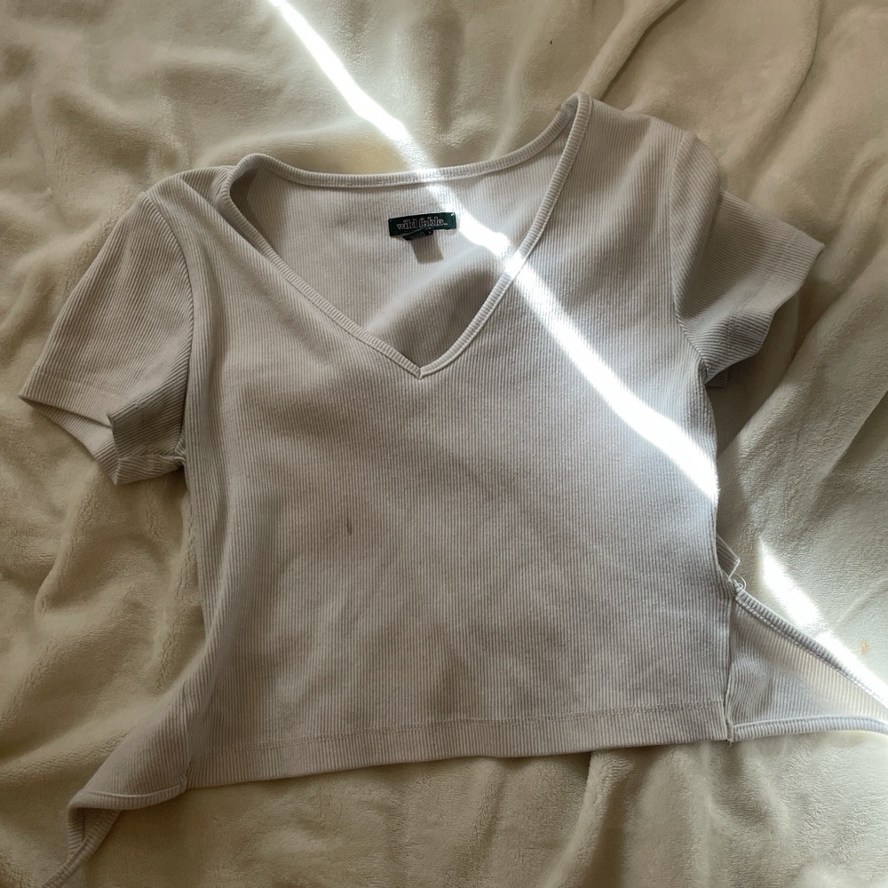 white Ribbed Top with Drawstring - Picture 4 of 4